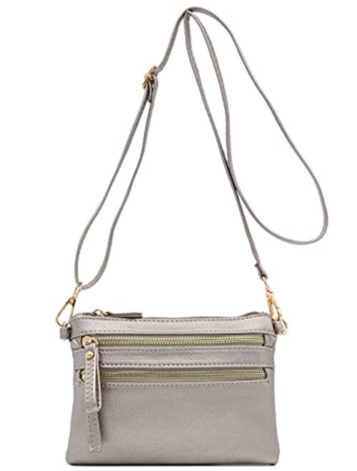 Multi Zipper Pocket Small Wristlet Crossbody Bag