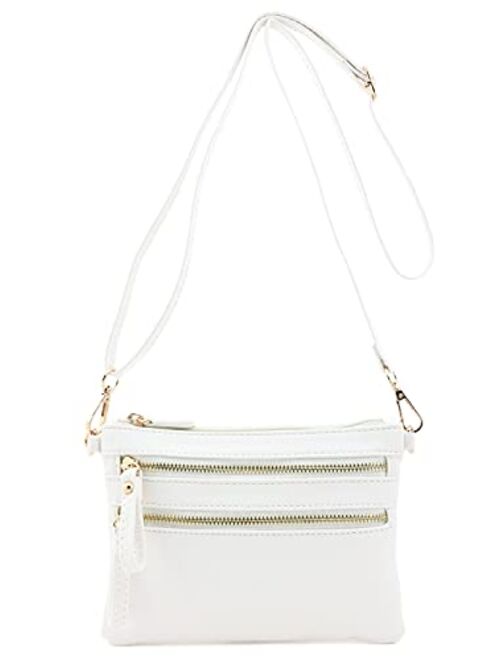 Multi Zipper Pocket Small Wristlet Crossbody Bag