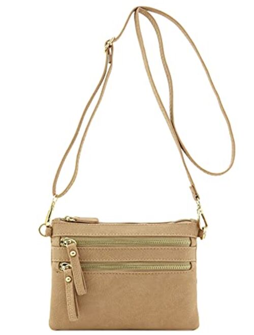 Multi Zipper Pocket Small Wristlet Crossbody Bag