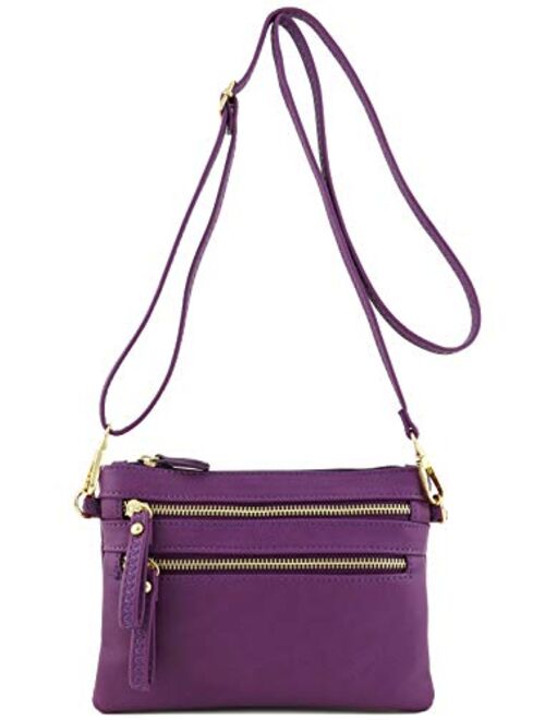 Multi Zipper Pocket Small Wristlet Crossbody Bag