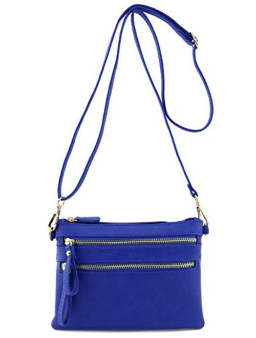 Multi Zipper Pocket Small Wristlet Crossbody Bag