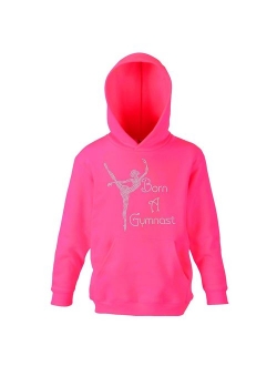 Girl's Crystallized Born A Gymnast Gymnastics Hoodie Dance Kids Hoody Varsany