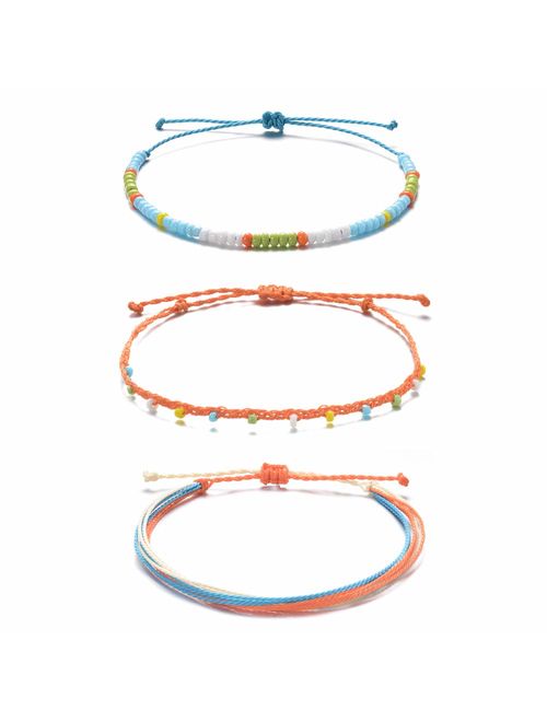 Tarsus Waterproof Adjustable Boho Ankle Bracelets Set Braided String Hawaii Anklets Jewelry Gifts for Women Teen Girls