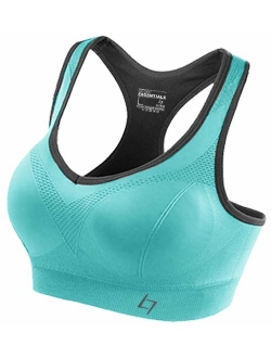 FITTIN Racerback Sports Bras - Padded Seamless Med Impact Support for Yoga Gym Workout Fitness