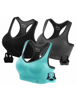 FITTIN Racerback Sports Bras - Padded Seamless Med Impact Support for Yoga Gym Workout Fitness