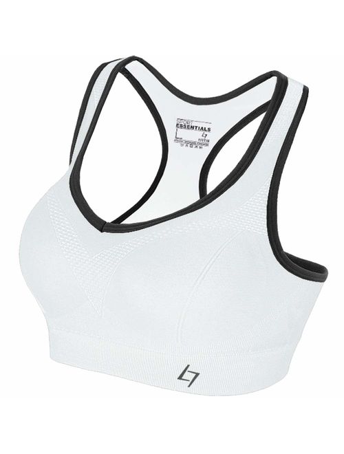 FITTIN Racerback Sports Bras - Padded Seamless Med Impact Support for Yoga Gym Workout Fitness