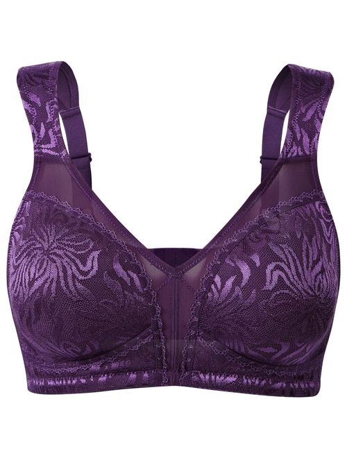 Wingslove Women's Full Coverage Non Padded Comfort Minimizer Wire-Free Bra Plus Size