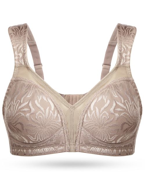 Wingslove Women's Full Coverage Non Padded Comfort Minimizer Wire-Free Bra Plus Size