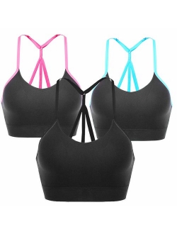 AKAMC Women's Removable Padded Sports Bras Medium Support Workout Yoga Bra 3 Pack