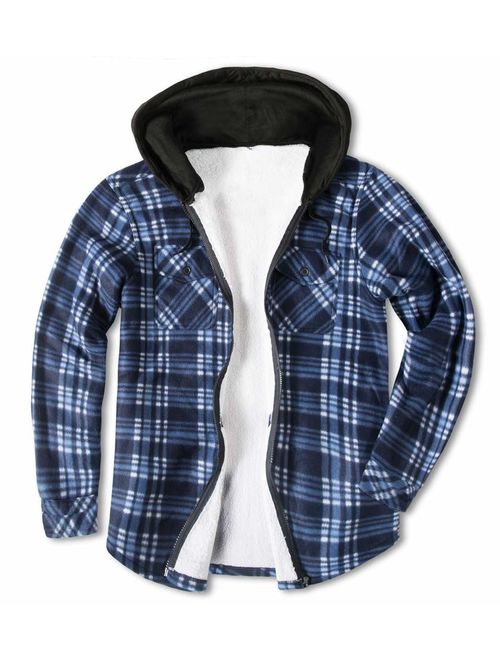 MADHERO Men's Winter Plaid Sherpa Lined Flannel Shirt Jacket