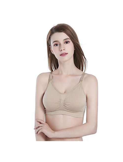 Suekaphin 2PACK Nursing Bra Wireless Bra Women's Sleeping Maternity Bra Breastfeeding Bra