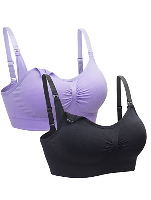 Suekaphin 2PACK Nursing Bra Wireless Bra Women's Sleeping Maternity Bra Breastfeeding Bra