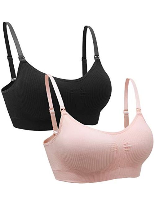 Suekaphin 2PACK Nursing Bra Wireless Bra Women's Sleeping Maternity Bra Breastfeeding Bra