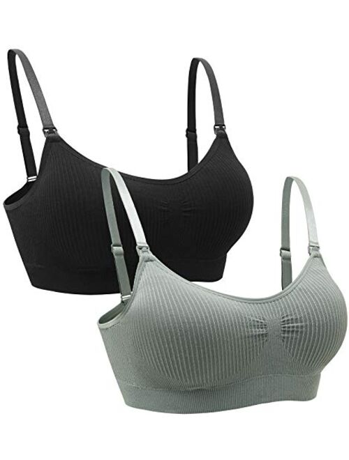 Suekaphin 2PACK Nursing Bra Wireless Bra Women's Sleeping Maternity Bra Breastfeeding Bra