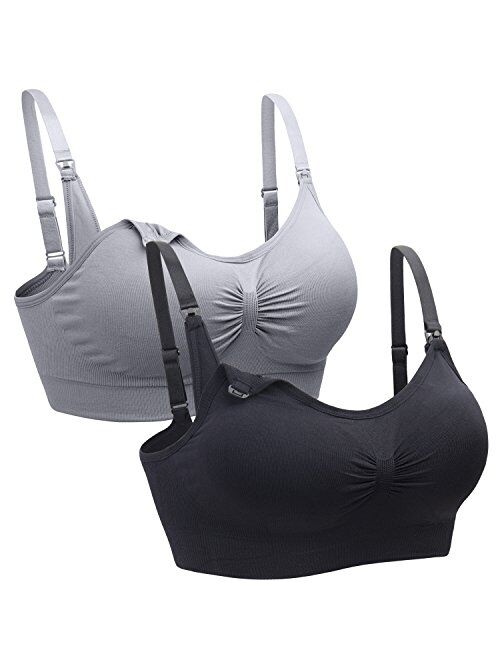 Suekaphin 2PACK Nursing Bra Wireless Bra Women's Sleeping Maternity Bra Breastfeeding Bra