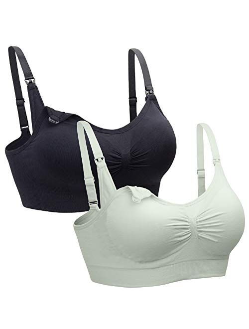 Suekaphin 2PACK Nursing Bra Wireless Bra Women's Sleeping Maternity Bra Breastfeeding Bra