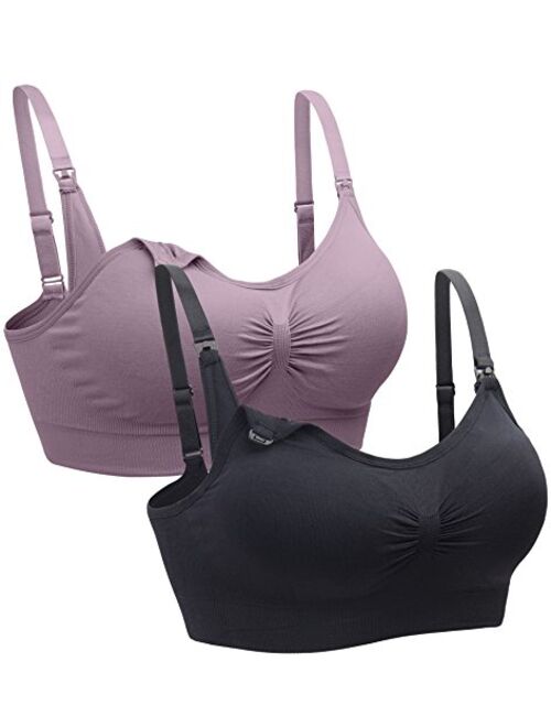 Suekaphin 2PACK Nursing Bra Wireless Bra Women's Sleeping Maternity Bra Breastfeeding Bra