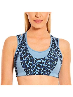 SYROKAN Women's Workout Sports Bra High Impact Support Bounce Control Wirefree Mesh Racerback Top