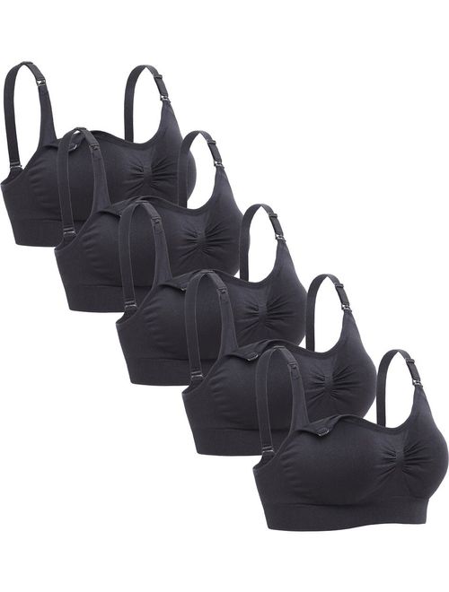 Lataly Womens Sleeping Nursing Bra Wirefree Breastfeeding Maternity Bralette Pack of 5