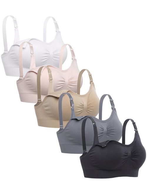 Lataly Womens Sleeping Nursing Bra Wirefree Breastfeeding Maternity Bralette Pack of 5