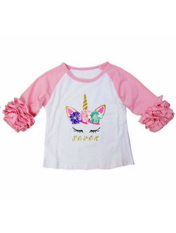 Kirei Sui 1st ~ 9th Birthday Girl Pastel Flowers Unicorn Tee