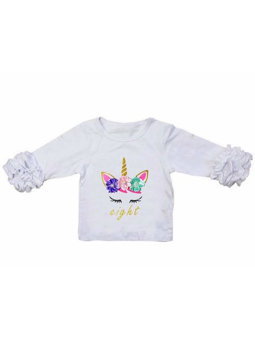 Kirei Sui 1st ~ 9th Birthday Girl Pastel Flowers Unicorn Tee