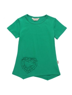 Ipuang Girls Heart Shaped Casual Cotton Cap Sleeve Tee T Shirt Top