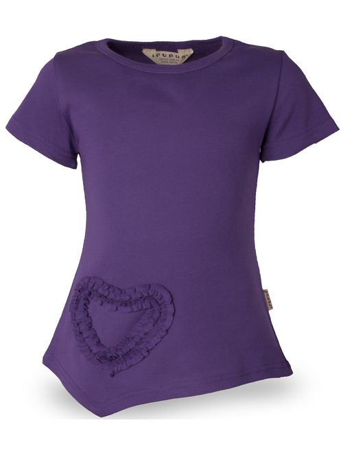 Ipuang Girls Heart Shaped Casual Cotton Cap Sleeve Tee T Shirt Top