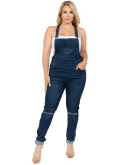 TwiinSisters Women's Plus Size Natural Curve Enhancing Slim Fitted Overalls with Comfort Stretch