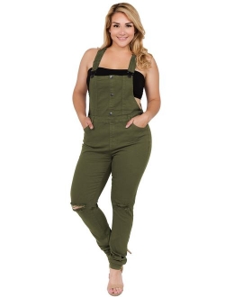 TwiinSisters Women's Plus Size Natural Curve Enhancing Slim Fitted Overalls with Comfort Stretch