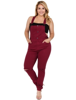 TwiinSisters Women's Plus Size Natural Curve Enhancing Slim Fitted Overalls with Comfort Stretch