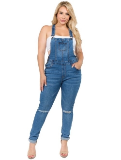 TwiinSisters Women's Plus Size Natural Curve Enhancing Slim Fitted Overalls with Comfort Stretch