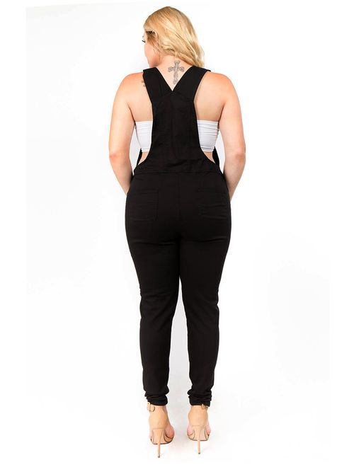 TwiinSisters Women's Plus Size Natural Curve Enhancing Slim Fitted Overalls with Comfort Stretch