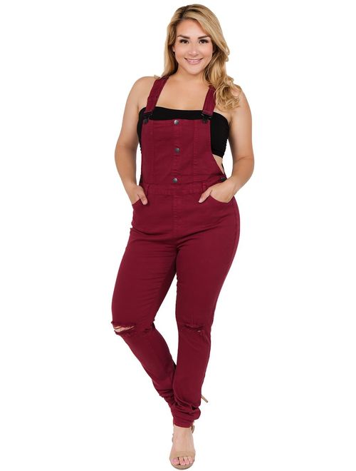 TwiinSisters Women's Plus Size Natural Curve Enhancing Slim Fitted Overalls with Comfort Stretch