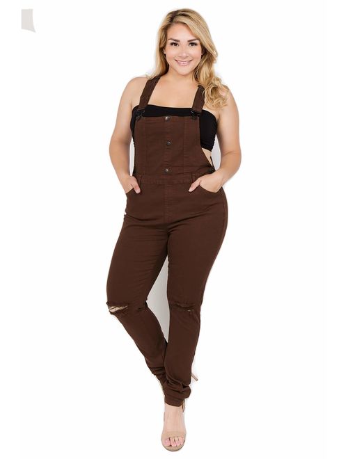 TwiinSisters Women's Plus Size Natural Curve Enhancing Slim Fitted Overalls with Comfort Stretch