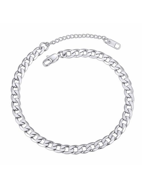 ChainsPro Resizable Anklet Chain for Women Men, Figaro/Wheat/Twist Rope/Cuban Foot Bracelet-Strong with Good Clasp-18K Gold Plated(Send Gift Box)