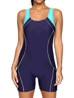 beautyin Women's One Piece Swimsuits Boyleg Sports Swimwear