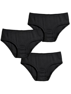 City Threads Girls' Briefs Underwear Panties in 100% Cotton - for Sensitive Skin Made in USA, 3-Pack