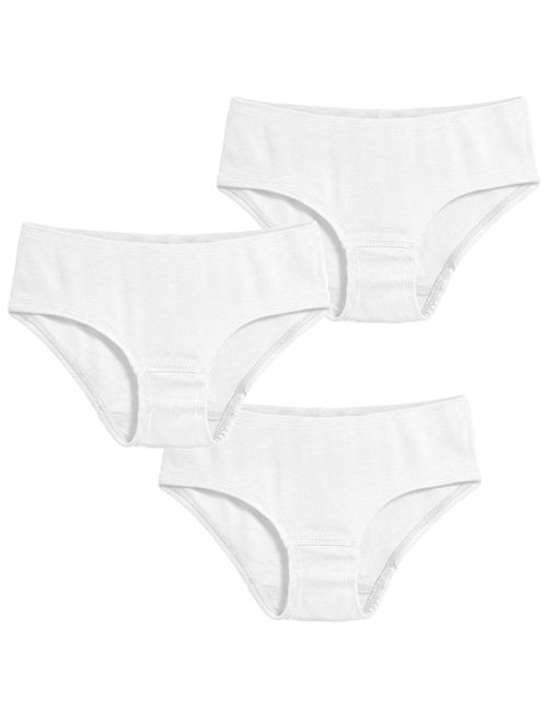 City Threads Girls' Briefs Underwear Panties in 100% Cotton - for Sensitive Skin Made in USA, 3-Pack