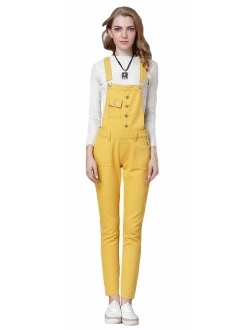 AvaCostume Womens Classic Adjustable Strap Jean Overalls Yellow