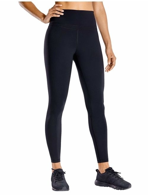 CRZ YOGA Women's Faux Leather Workout Leggings 25 Inches - Mesh