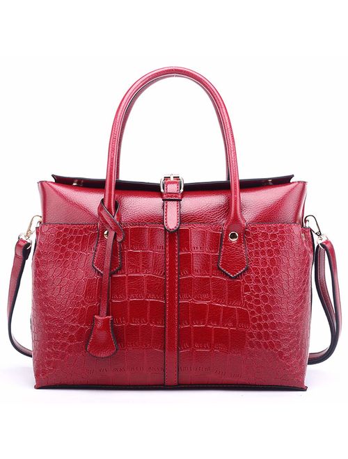 Pahajim fashion Women PU Leather Bucket Bag business Purses Tote Top Handle Satchel Shoulder with Zipper for Ladies