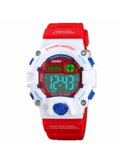 Boys Camouflage LED Sports Kids Watch Waterproof Digital Electronic Military Wrist Watches for Kids with Silicone Band Alarm Stopwatch Watches Age 5-10