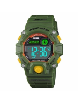 Boys Camouflage LED Sports Kids Watch Waterproof Digital Electronic Military Wrist Watches for Kids with Silicone Band Alarm Stopwatch Watches Age 5-10