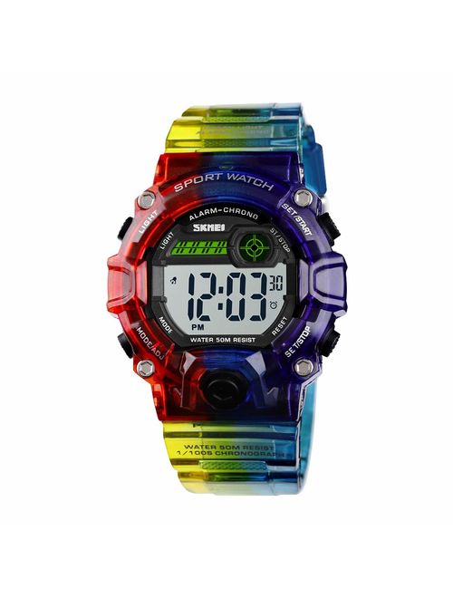 CakCity Boys Camouflage LED Sports Kids Watch Waterproof Digital Electronic Military Wrist Watches for Kids with Silicone Band Alarm Stopwatch Watches Age 5-10