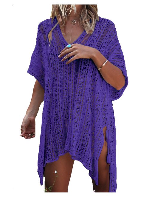 Wander Agio Beach Swimsuit for Women Sleeve Coverups Bikini Cover Up Net