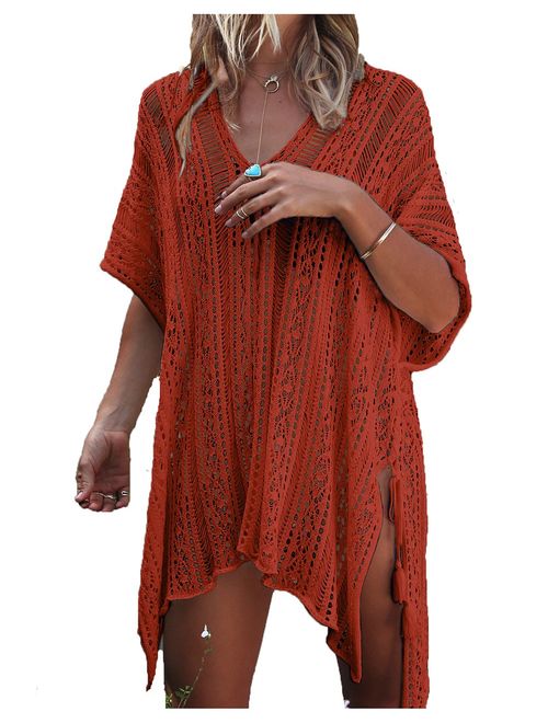 Wander Agio Beach Swimsuit for Women Sleeve Coverups Bikini Cover Up Net