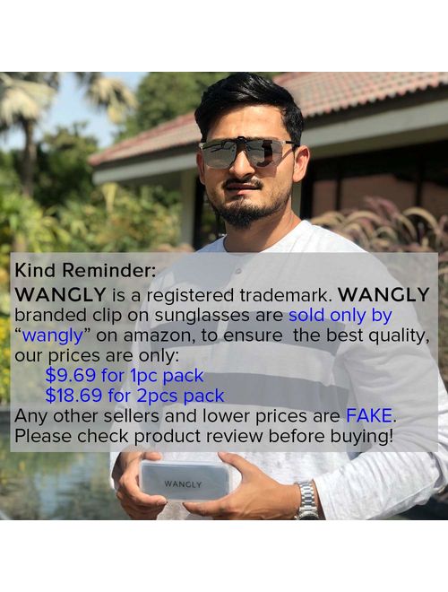 Wangly Polarized Unisex Clip On Flip Up Sunglasses Over Prescription And Reading Glasses Frames Suitable For Driving