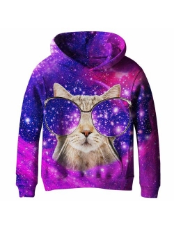 SAYM Big Girls Galaxy Fleece Pockets Sweatshirts Jacket Pullover Hoodies