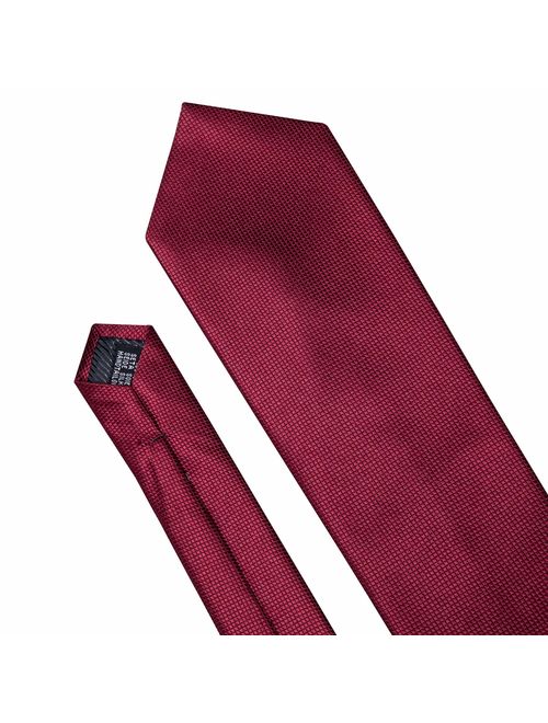 Barry.Wang Solid Colors Men Ties Handkerchief Cufflinks Necktie Set for Wedding Business